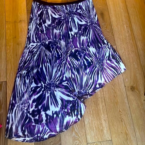 Worthington pleated skirt purple size L, elastic waist asymmetrical high low - Picture 3 of 11